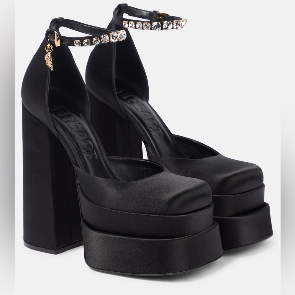 Versace satin platforms